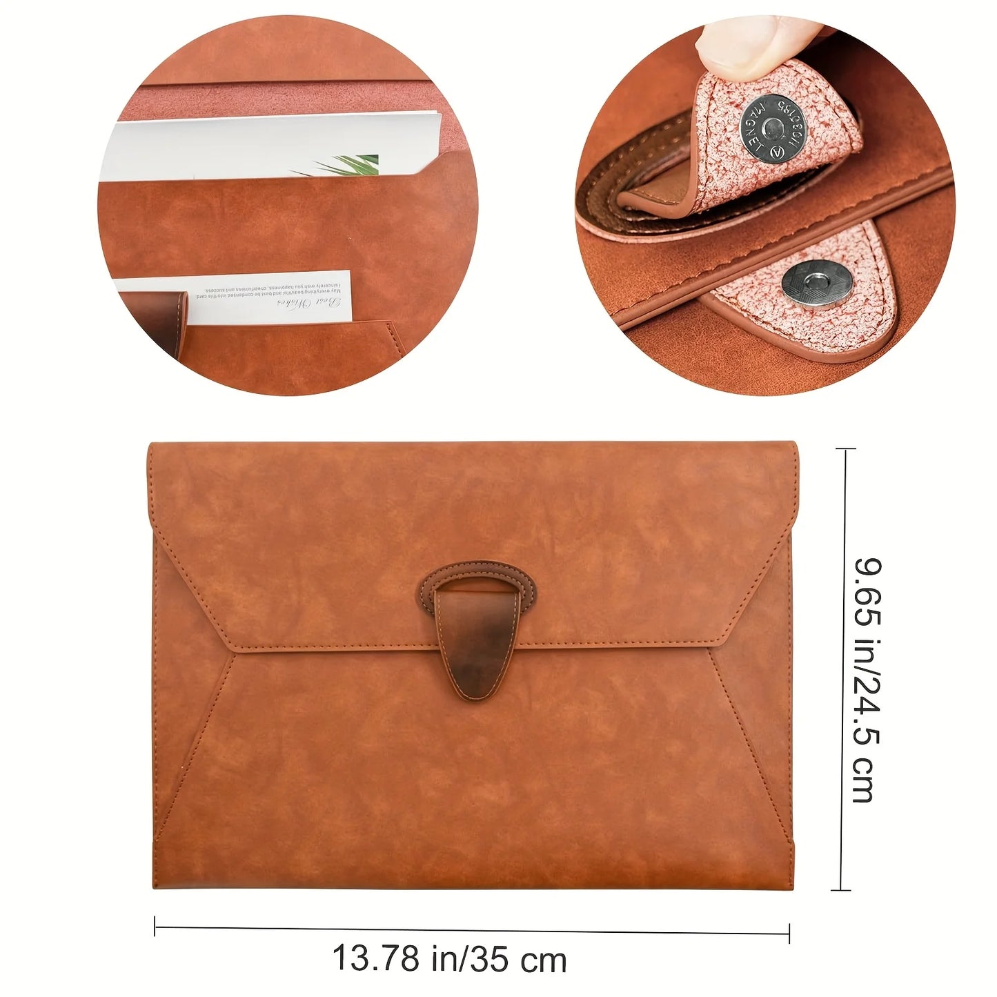 Minimalist Magnetic Leather Portfolio - A4 Document Case